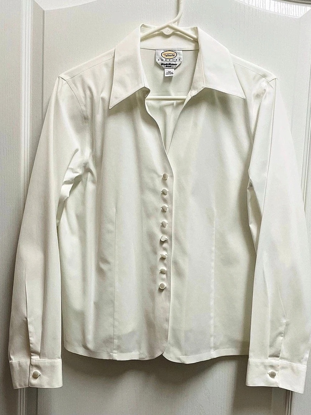 Talbots White Cotton Wrinkle Free Button Down Size 14 Petites Like New